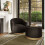 Lara Black Boucle Pouffe - Large Multiuse Design, Blonde Oak Base 3
