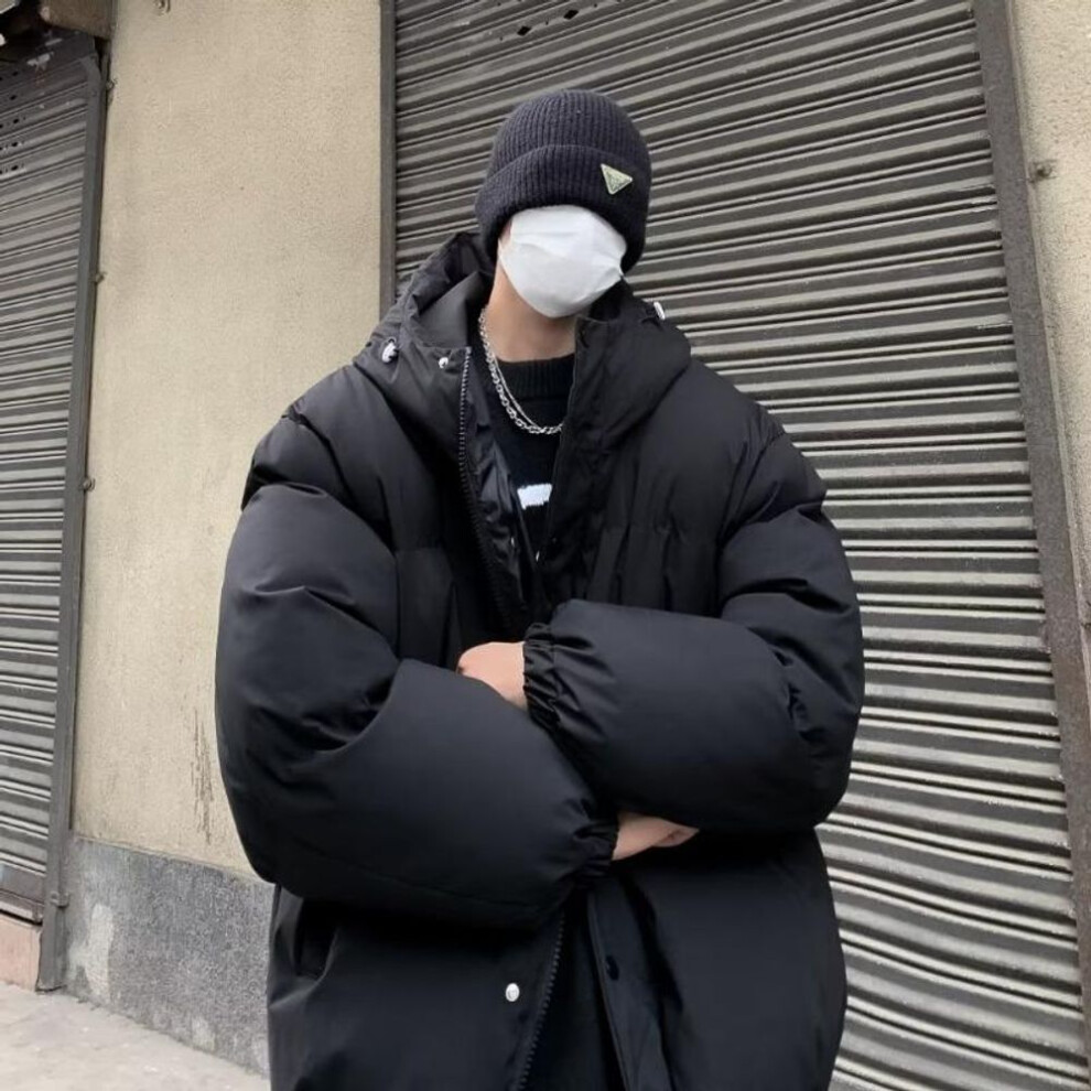 (L) "trendy American-style Winter Quilted Hooded Cotton Jacket For Men And Women - Windproof, Casual, All-match Coat.
