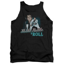 Trevco Sportswear ELV696-TK-3 Elvis Presley Shake Rattle & Roll Adult Tank Top, Black - Large
