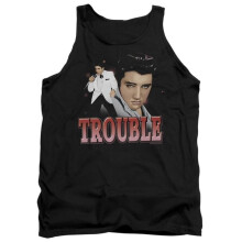 Trevco Sportswear ELV704-TK-1 Elvis Presley Trouble Adult Tank Top, Black - Small
