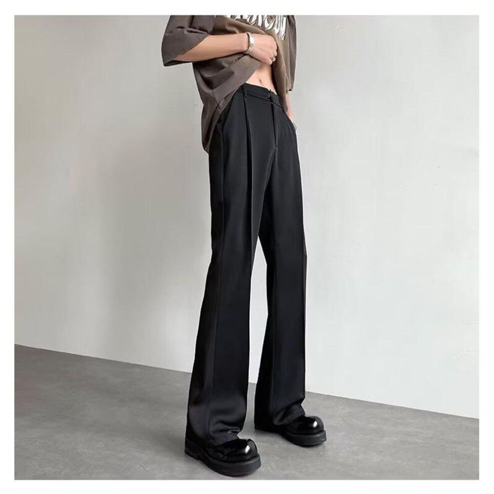 (black, 28) "boys' Drapey Wide-leg Loose Fit Trousers - Straight, Floor-length, Casual Spring/summer Style