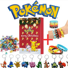 Calendario dell'avvento Pokemon 2024+12 braccialetti pokemon+1 portachiavi