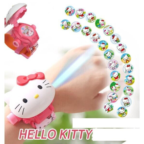 Relógio Hello Kitty com função de projetor 24pcs Slideshow Prenda de Natal
