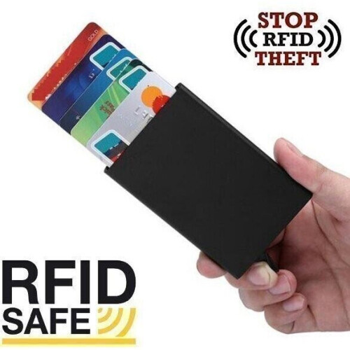 Pop-Up Card Holder - Protecteur de compartiment en aluminium (RFID secure) Couleur bleue