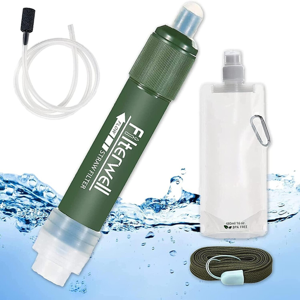 Portable water filter and water purifier with carbon filter