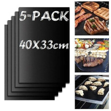 Lot de 5 tapis antiadhésifs pour grill et four - 40 x 33 cm, réutilisables, lavables, résistants jusqu'à 260C