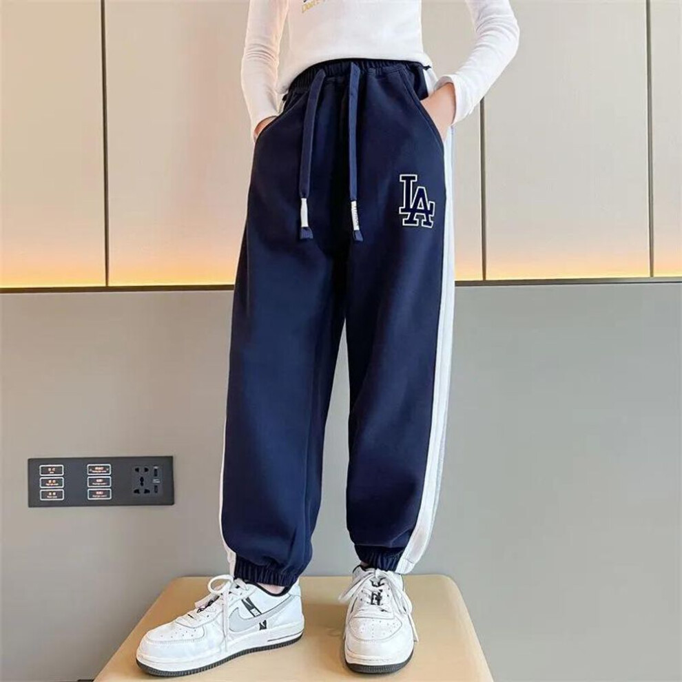 (navy blue, 120 cm) Girls' Gray Sweatpants: Spring & Autumn 2022 Edition, Plus Velvet, Big Children's Trousers For Sports And Casual Wear