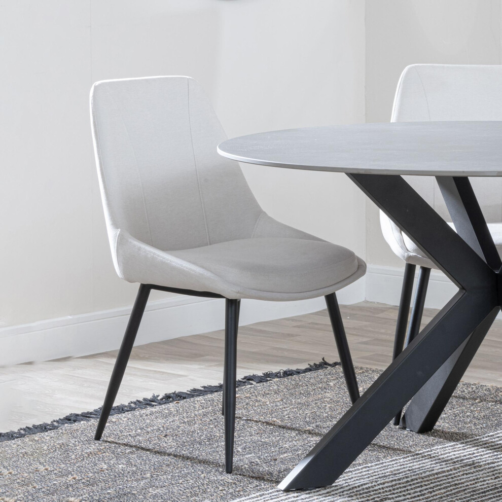 URBANDECO Set of 4 Rovereto Cream Fabric Dining Chair with Black Legs-image-OPC-PGCY6XZ-NEW