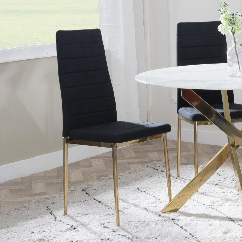 URBANDECO Set of 10 Rovigo Black Fabric Dining Chair with Gold Legs-image-OPC-PGCY958-NEW