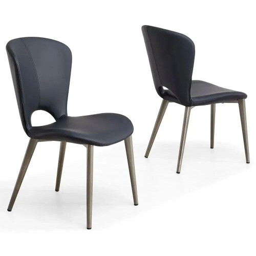 (Black, 2 x Chairs) Alto Leather Dining Chair 2