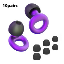 (10pairs Metal Purple) Quiet Ear Plugs for Noise Reduction Super Soft Reusable for Sleep Swim Work
