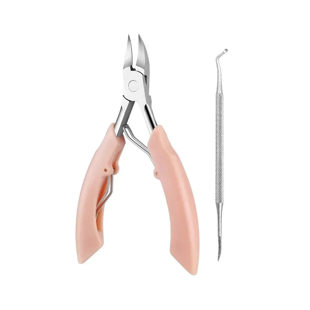 Pink (B Set A) Toenail Ingrown Cuticle Nipper Clipper Edge Cutter Scissor Nail Pliers Tool