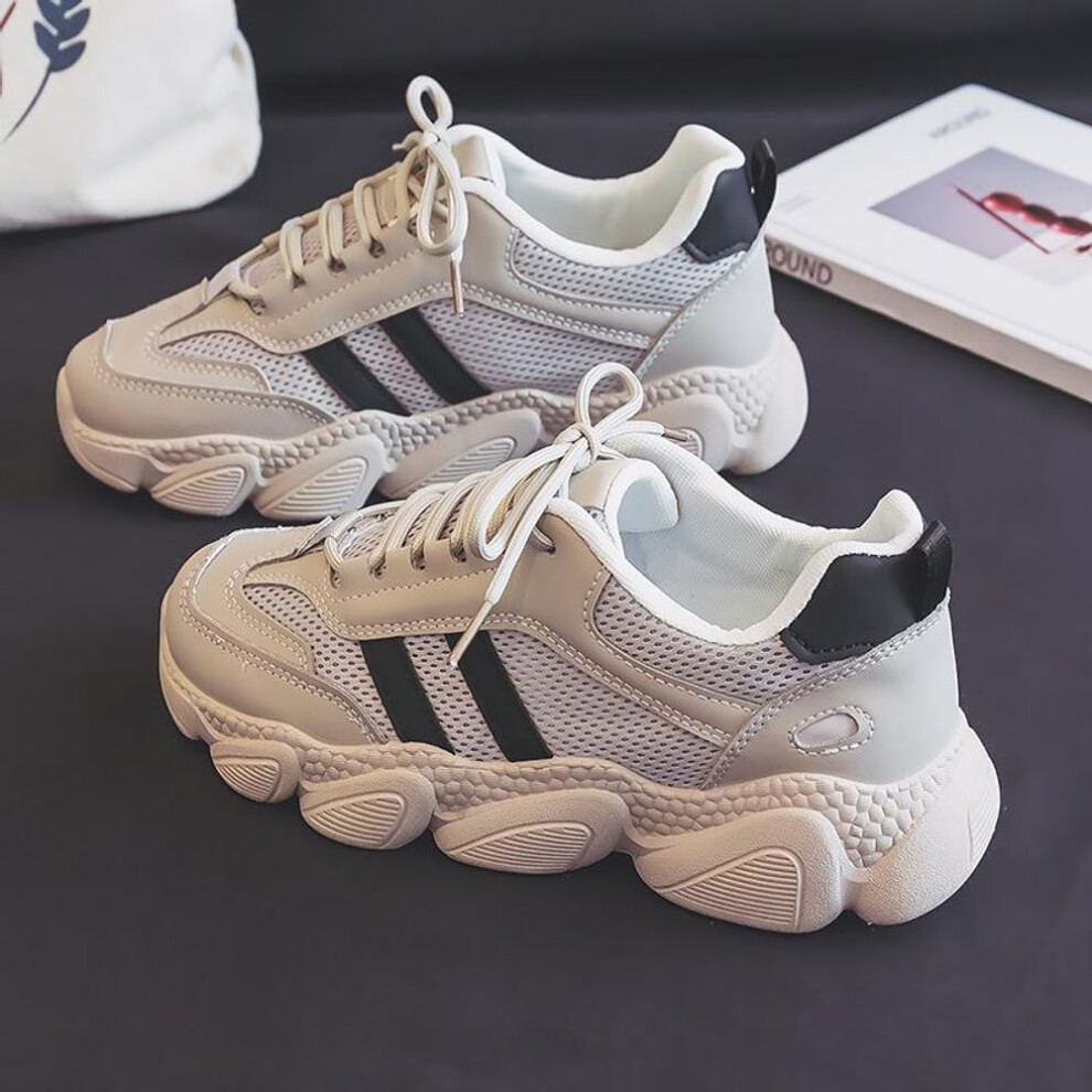 (beige,black, Size 38) "2024 Korean Dad Sneakers: Women's All-Match Spring Casual Sports Shoes