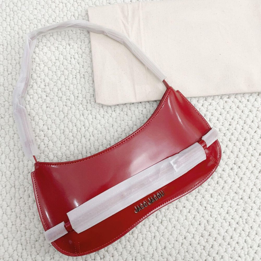 (red) Introducing the Season's Arrival: Jacq French Niche Design Shoulder Handbag - High-Quality Cowhide, Casual & Versatile Underarm Bag