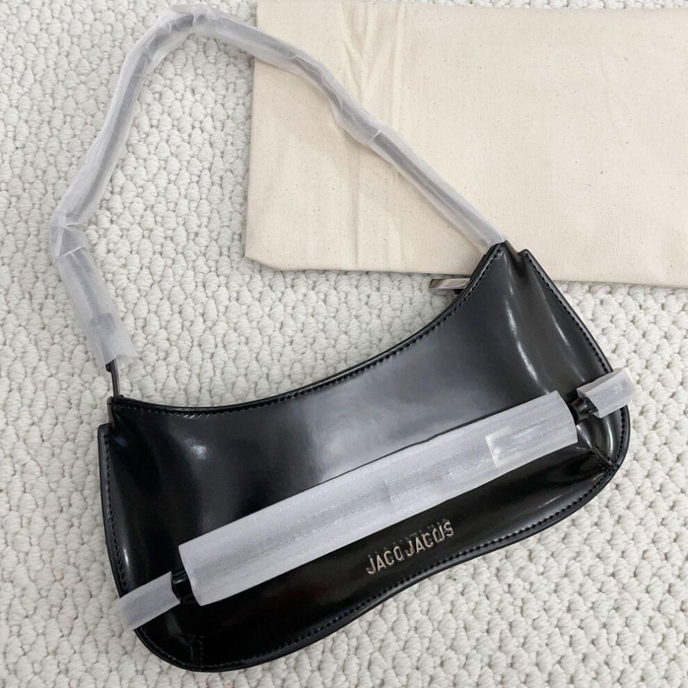 (black) Introducing The Season's Arrival: Jacq French Niche Design Shoulder Handbag - High-quality Cowhide, Casual & Versatile Underarm Bag