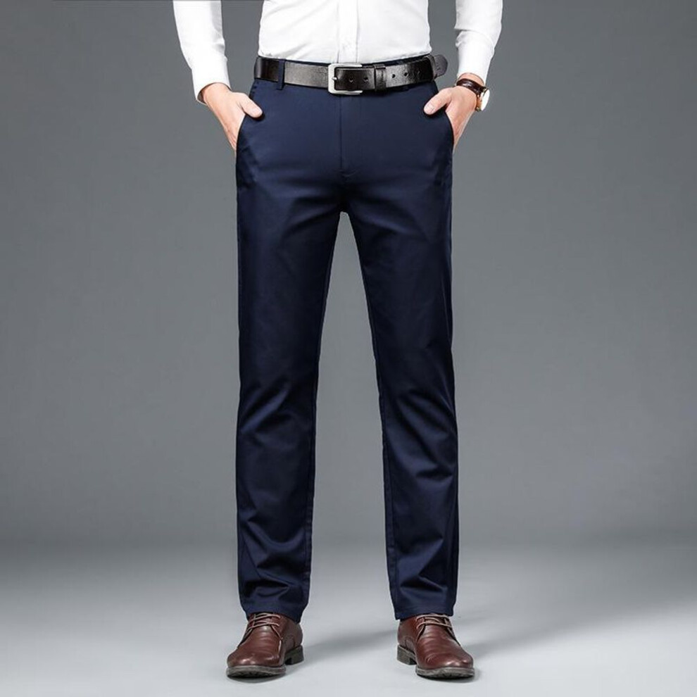(royal blue, 28 (2'1) 100 lbs) Men's Trendy Business Casual Slim Fit Zipper Pants