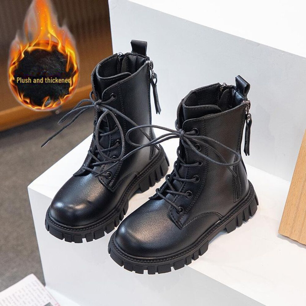 (31) "In-Stock 2024 Winter Girls' Korean-British Style Waterproof Martin Boots, Double Zipper, Leather, for Kids