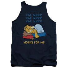 Trevco Sportswear GAR271-TK-5 Garfield Works for Me Adult Tank Top, Navy - 2X
