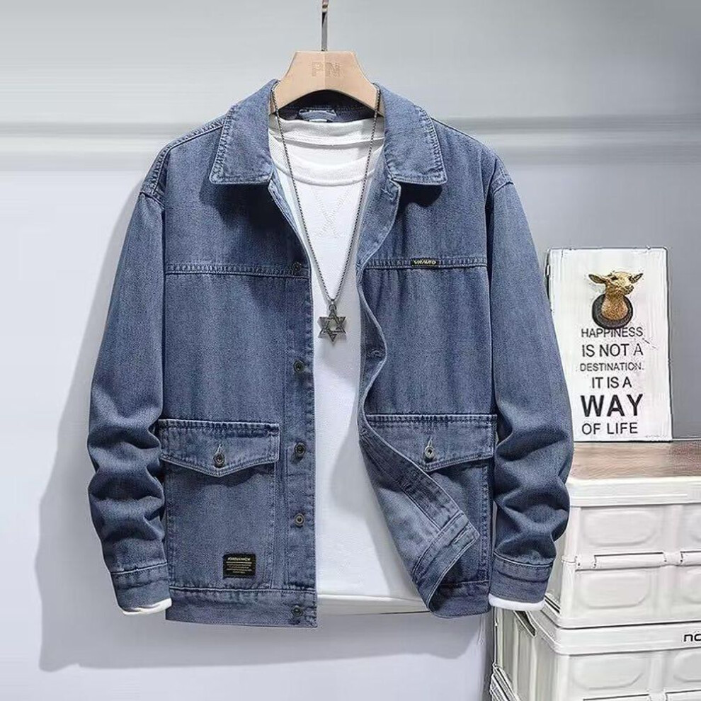 (blue, 4XL) "Trendy Men's Loose Denim Jacket - 2022 Autumn/Winter Workwear