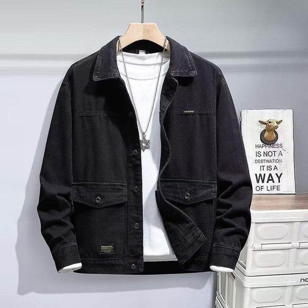 (black, 4XL) "Trendy Men's Loose Denim Jacket - 2022 Autumn/Winter Workwear