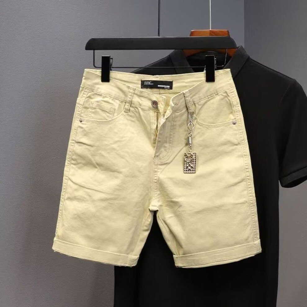 (khaki, 33) "men's Summer Casual Loose-fit Denim Shorts - Trendy, All-match, Straight-cut
