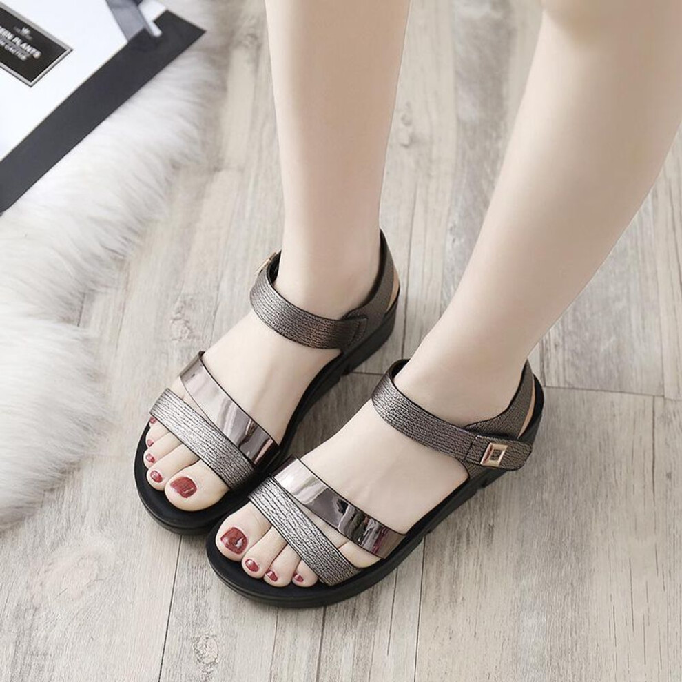 (silver, 35) "2025 Summer Soft-soled Wedge Heels: Versatile Mid-heeled Sandals For Women