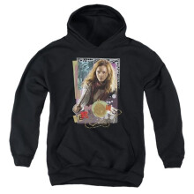 Trevco Sportswear HP7038-YFTH-4 Harry Potter Hermione Colorful Paper Collage Youth Hooded Sweatshirt, Black - Extra Large