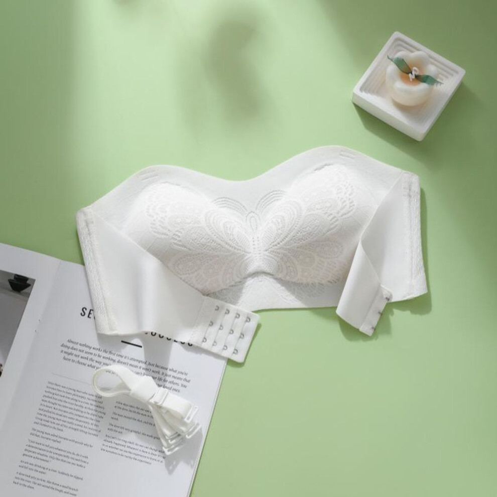(white, 5XL (200-240 lbs, 46/105BCDE)) "Seamless Strapless Bra for Large Busts: Non-Slip, Invisible, Tube-Style, Gathered Design, Sexy Back, Thin for Summer.