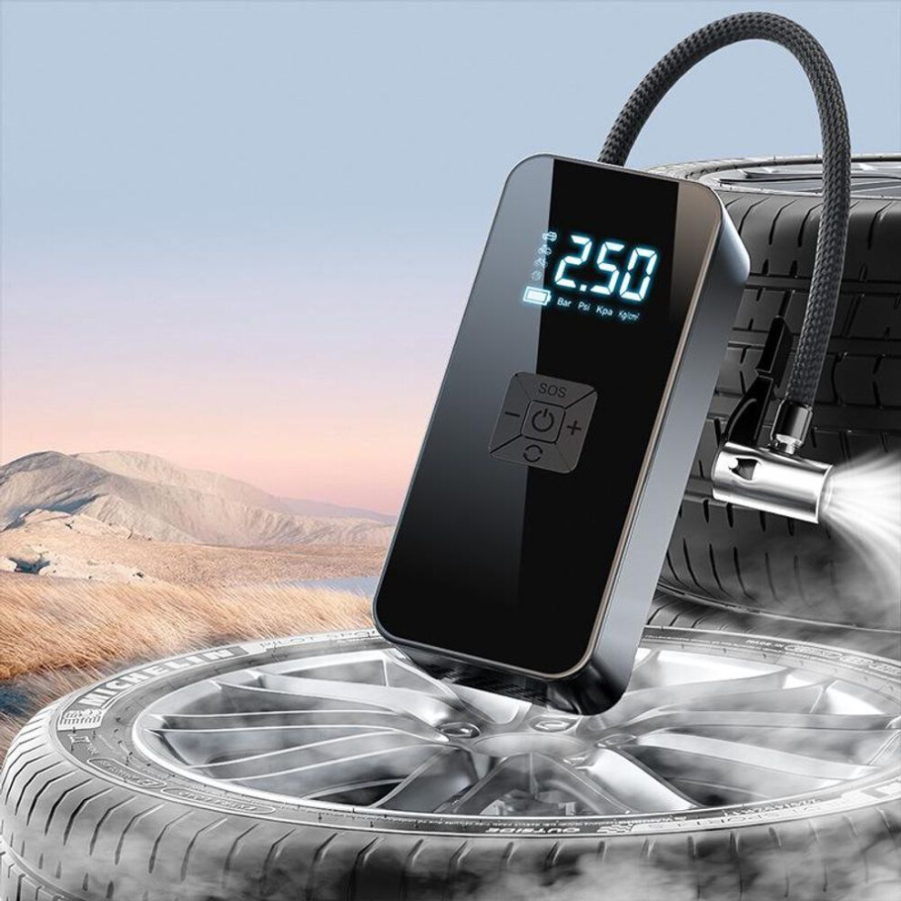 (Triple-use Wireless Inflator + USB + DC) Portable Electric Mini Car Tire Inflator Pump