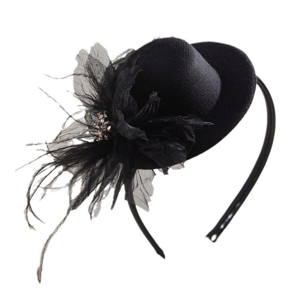 european & American Retro Black French Headband Hat - High-grade Hair Accessory