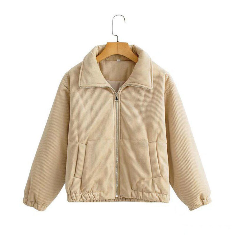 (apricot, L) "2023 Autumn Women's Urban Street Fashion Corduroy Jacket – European & American Style