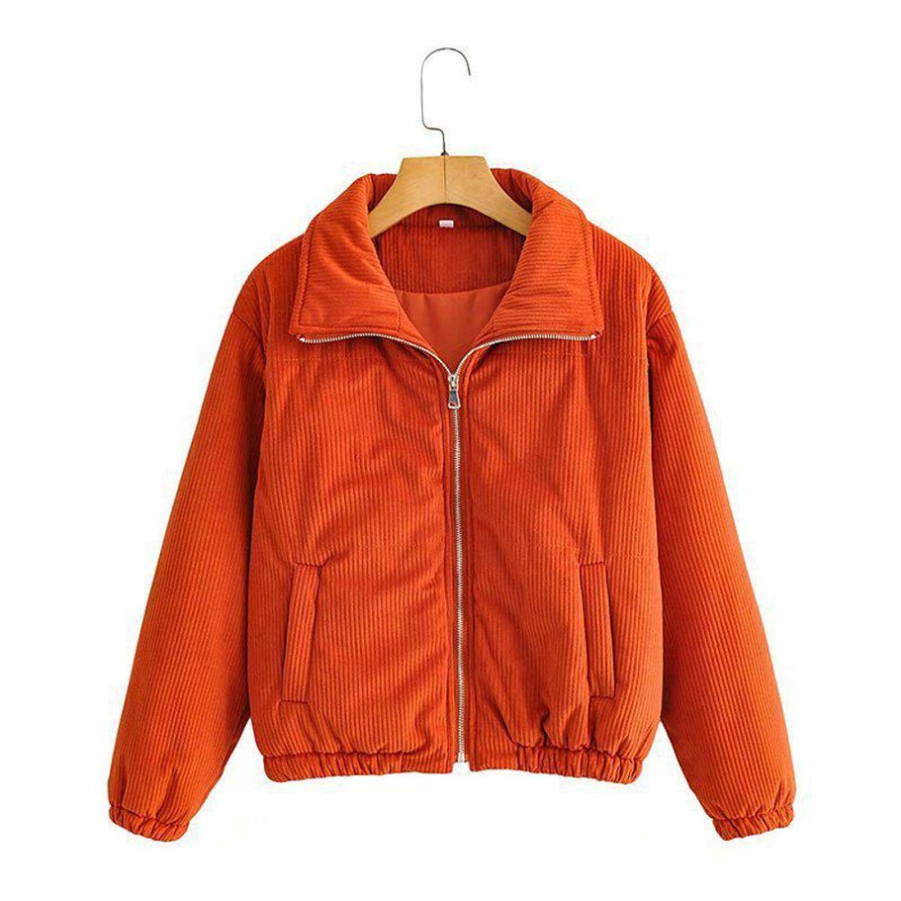 (orange, L) "2023 Autumn Women's Urban Street Fashion Corduroy Jacket – European & American Style