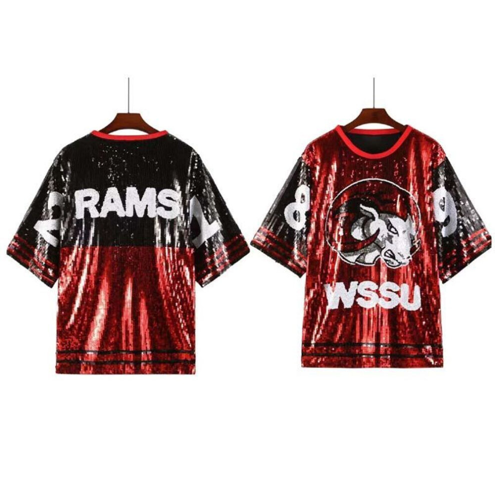(red, One Size) "2024 Summer Women's Loose Fit Cartoon Sequin T-Shirt - Plus Size Available