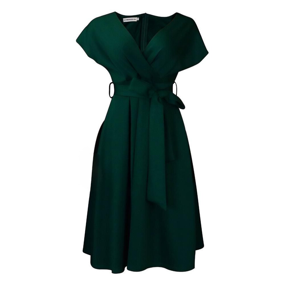 (green, XXXL) 2022 Women's V-neck Fashion Cross-border Dress: Elegant, Plus Size, With Straps.