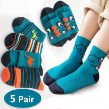 (8-12 years old) 5 Pair Children's Socks Spring Autumn Boys Girls Cartoons Cute Middle Tube Socks
