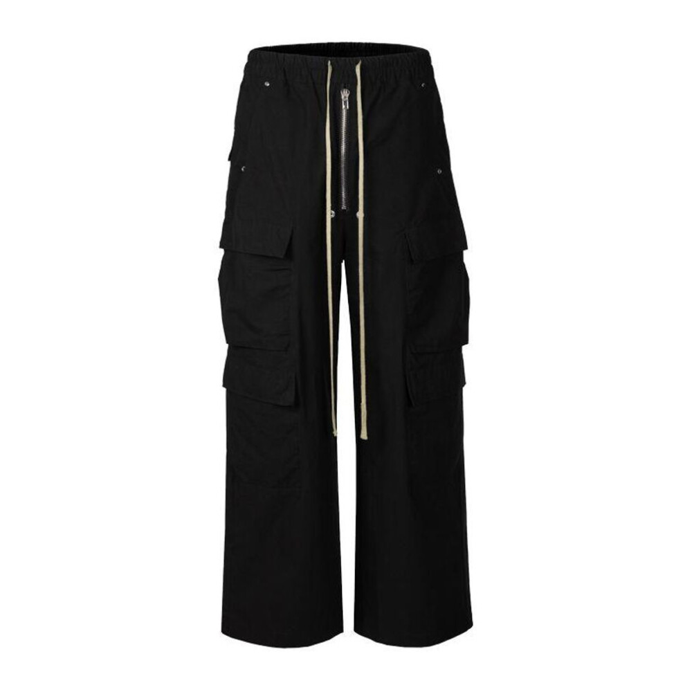 (black, 3X-Large) "trendy Men's Dark Flared Ro Style Overalls With Multi-pockets