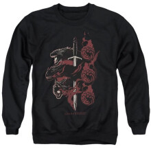 Trevco Sportswear GOT139-AS-2 Game of Thrones Targaryen Dragons Adult Crewneck Sweatshirt, Black - Medium