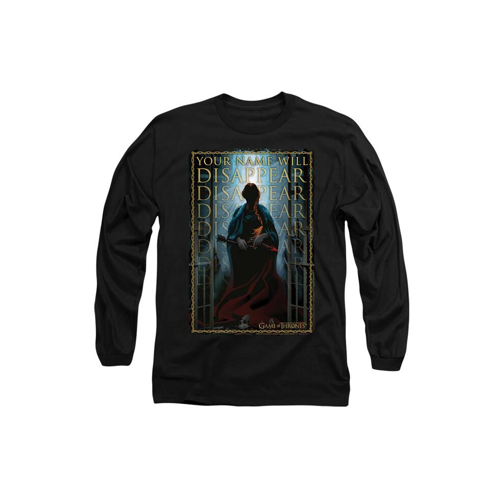 Trevco Sportswear GOT158-AL-1 Game of Thrones Your Name Will Disappear Adult Long Sleeve T-Shirt, Black - Small-image-OPC-PGCZKNM-NEW