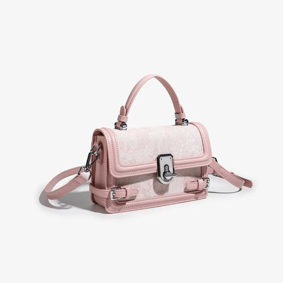 (pink, 21*8.5*14CM) "2024 Women's Fashion Versatile Lace Handbag: New Light Luxury Shoulder and Crossbody Small Square Bag