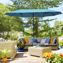 Outsunny 4.6M Garden Patio Umbrella Canopy Parasol Sun Shade w/o Base Blue