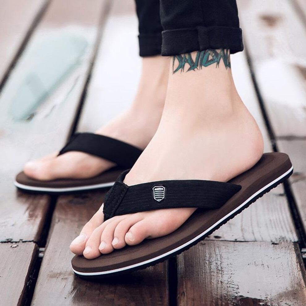 (brown, 44) "men's Summer Beach Flip Flops - Trendy, Non-slip, Casual Sandals