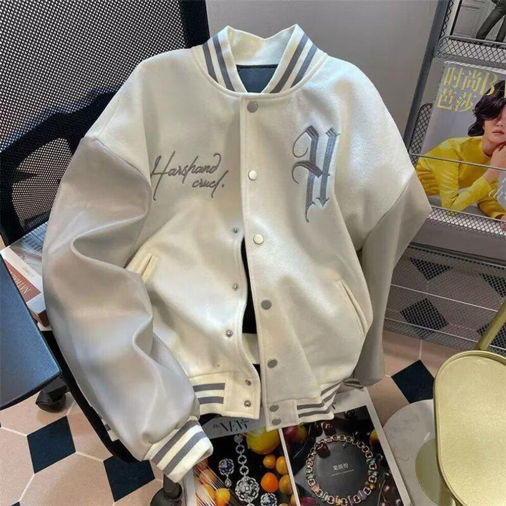 (3XL) "women's Retro Baseball Jacket: Autumn/winter 2023 - Niche Design With Embroidered Patches