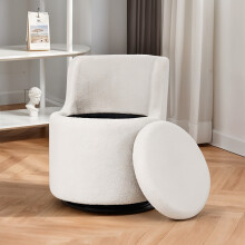 360° Upholstered Sherpa Swivel Chair with Storage