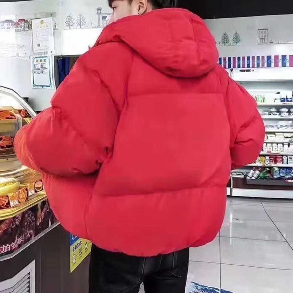 (red, Medium) 2022 Boys' Winter Cotton-padded Jacket: Thick Warm Puffer, Sporty Casual Fashion, Handsome Design.