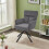 Living And Home Grey Modern Upholstered Swivel Armchair with Black Legs 2