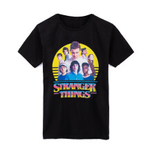 (13-14 Years) Stranger Things T-Shirt Kids Girls Boys Characters Logo Black Outfit Top