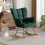 Living And Home Green Linen Tufted Upholstered Rocking Chair 1