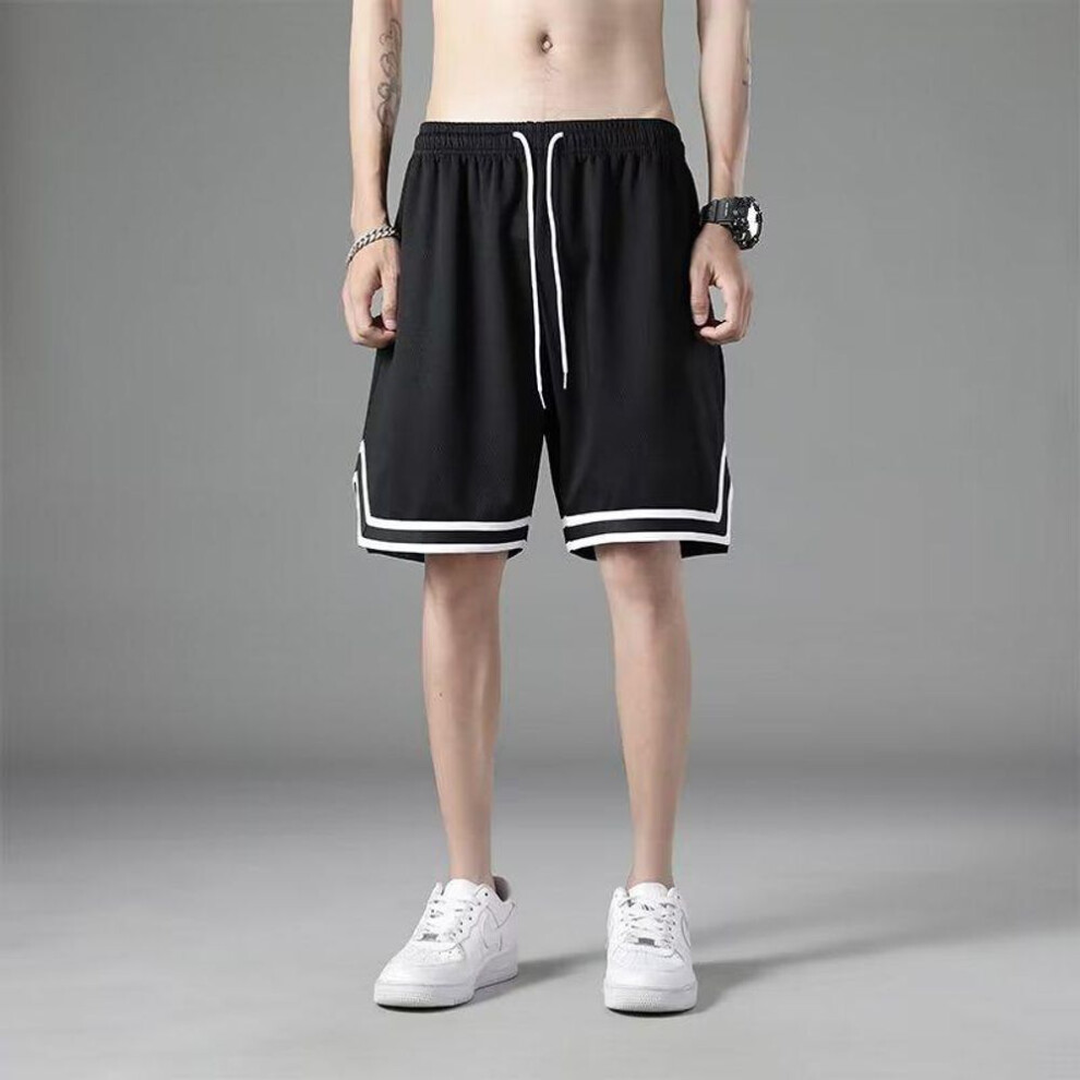 (black, M) "Men's Quick-Dry Ice Silk Sports Shorts: Loose Fit, Casual, Beach, Running, Fitness.