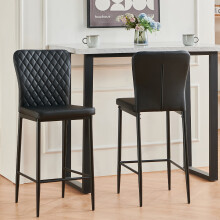 (2pcs, black(pu)) AINPECCA Bar Stools Set 2 4 Breakfast Bar Chairs