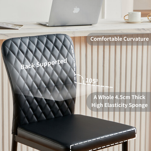 AINPECCA (2pcs, black(pu)) AINPECCA Bar Stools Set 2 4 Breakfast Bar Chairs 2